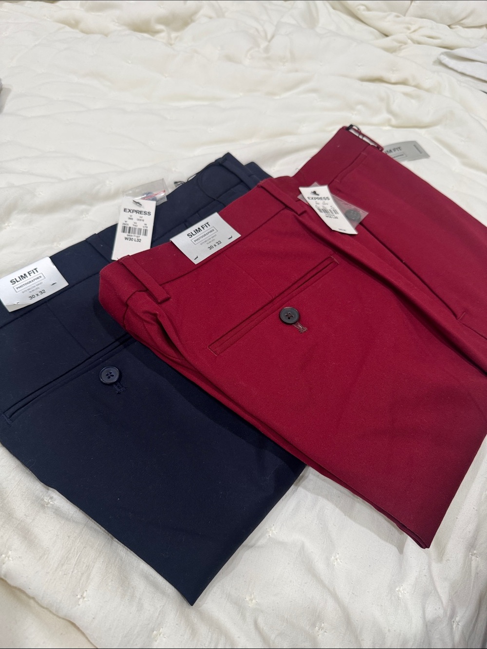 Express Slim Fit pants  - Navy & Burgundy